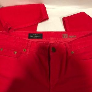 Red corduroy jeans